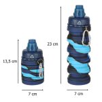 Fľaša na vodu silikónová skladacia fľaša s rukoväťou BEZ BPA 500 ml modrá – Obrázok 15