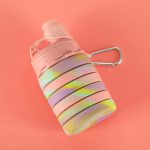 Fľaša na vodu bidon silikónová skladacia s rukoväťou športová 500ml dúha – Obrázok 14