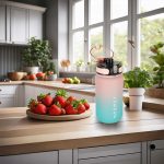 Fľaša na vodu športová fľaša s náustkom BPA FREE 600ml ružovo-modrá – Obrázok 9
