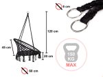 Hojdacie kreslo Čapí hnízdo s operadlom čierne 80 cm + vankúše – Obrázok 2
