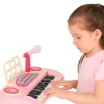 Klávesnica pre deti interaktívny klavír organ 37 klávesov mikrofón stojan ružová – Obrázok 12