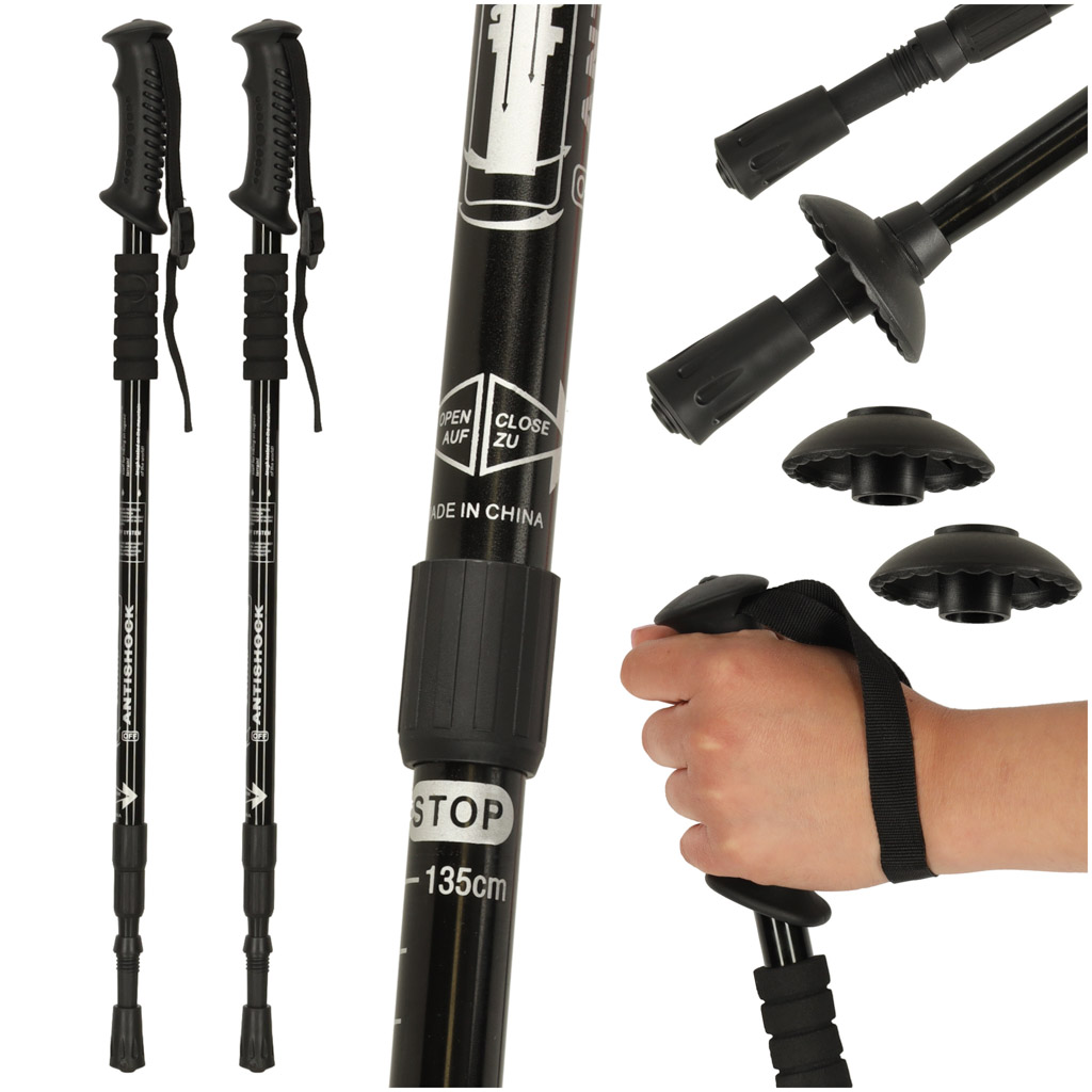 Kijki-kije-trekkingowe-do-nordic-walking-skladane-2-sztuki-czarne-172802 Nordic walking palice skladacie 2 kusy čierne – Obrázok 1