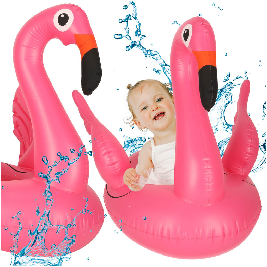Kolko-do-plywania-dla-niemowlat-kolo-pontonik-dla-dzieci-dmuchany-z-siedziskiem-flaming-max-15kg-1-3lata-167610 Nafukovací detský pontón na kolesách flamingo – Obrázok 1
