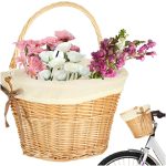 Prútený kôš na bicykel predný kôš pletená vložka biela – Obrázok 12
