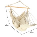 Brazílske kreslo s podnožkou Závesné lehátko hojdačka 130cm béžová – Obrázok 13