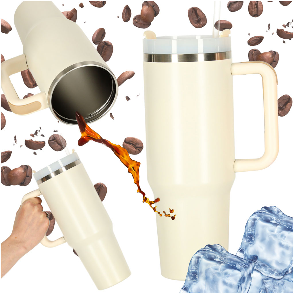 Kubek-termiczny-ze-slomka-i-uchwytem-termos-1200ml-kremowy-174024 Termohrnček so slamkou a rukoväťou termoska 1200ml krémová – Obrázok 1