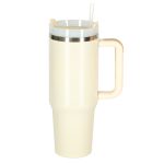 Termohrnček so slamkou a rukoväťou termoska 1200ml krémová – Obrázok 3