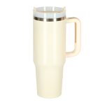 Termohrnček so slamkou a rukoväťou termoska 1200ml krémová – Obrázok 5