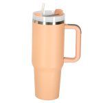 Termohrnček so slamkou a rukoväťou termosky 1200ml púdrovo ružový – Obrázok 3