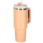Termohrnček so slamkou a rukoväťou termosky 1200ml púdrovo ružový – Obrázok 4