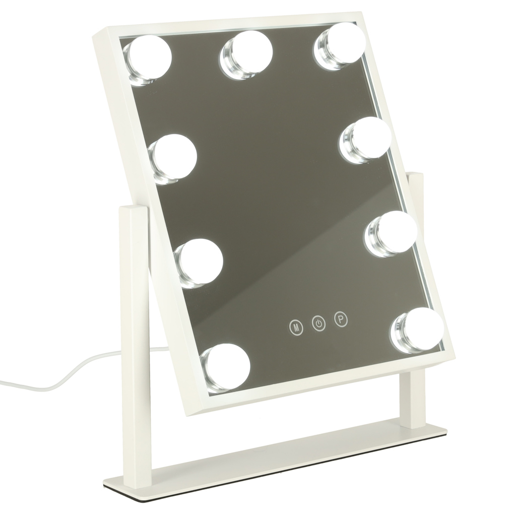 Lusterko-do-makijazu-kosmetyczne-podswietlane-LED-Hollywood-z-9-zarowkami-USB-25-x-30-cm-152817 Zrkadlo na líčenie LED so žiarovkami USB 25x30cm – Obrázok 1