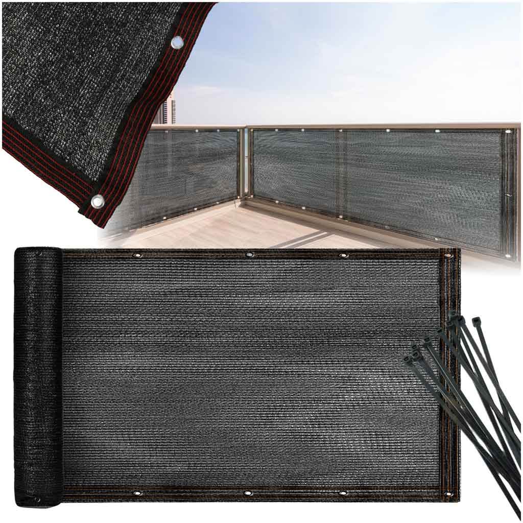 Oslona-balkonowa-LUARO-mata-maskujaca-siatka-cieniujaca-na-balkon-taras-150g-m2-100x500cm-167020 Balkónový kryt LUARO maskovacia rohož tieniaca sieť na balkón terasu 150g/m2 105x500cm UV – Obrázok 1