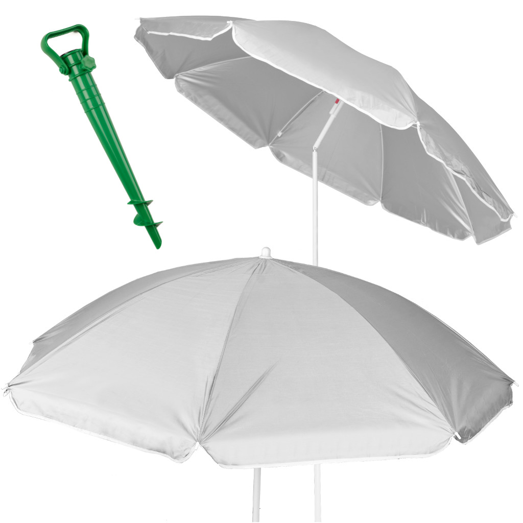 KX3312 Parasol ogrodowy plażowy regulowany łamany składany UV Plážový slnečník nastaviteľný rozbitný UV skladací 150cm sivý – Obrázok 1