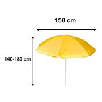 Plážový slnečník nastaviteľný rozbitný UV skladací 150cm žltý – Obrázok 3