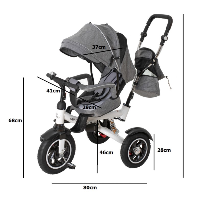 Rowerek-Trojkolowy-Trike-Fix-V3-szary-856861 Trojkolka Fix V3 trojkolka šedá – Obrázok 1