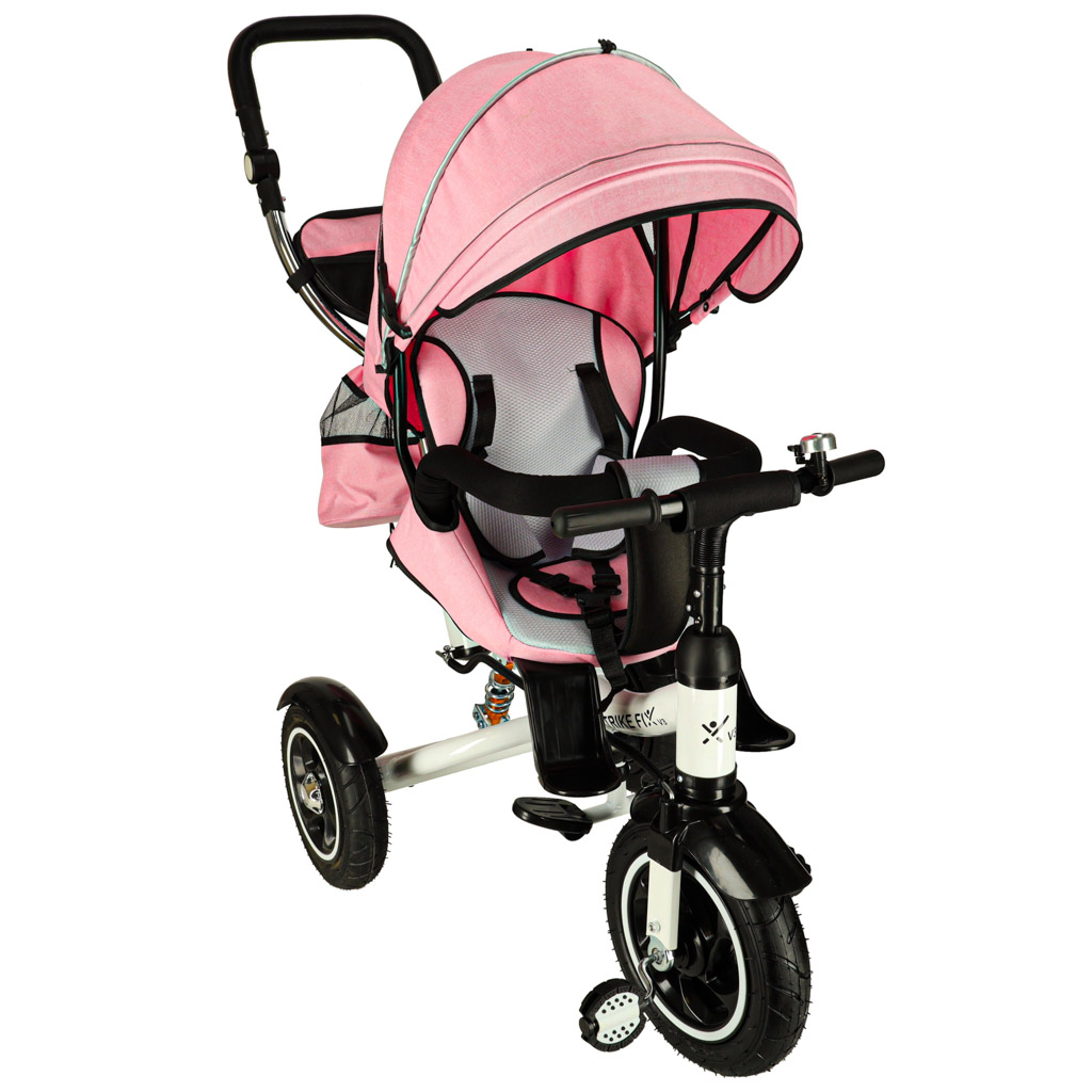 Rowerek-trojkolowy-Trike-Fix-V3-rower-spacerowka-3w1-obracany-360-wolne-kolo-rozowy-172544 Trojkolka Fix V3 trojkolka 3v1 kočík bicykel 360 otočné voľné koleso ružová – Obrázok 1