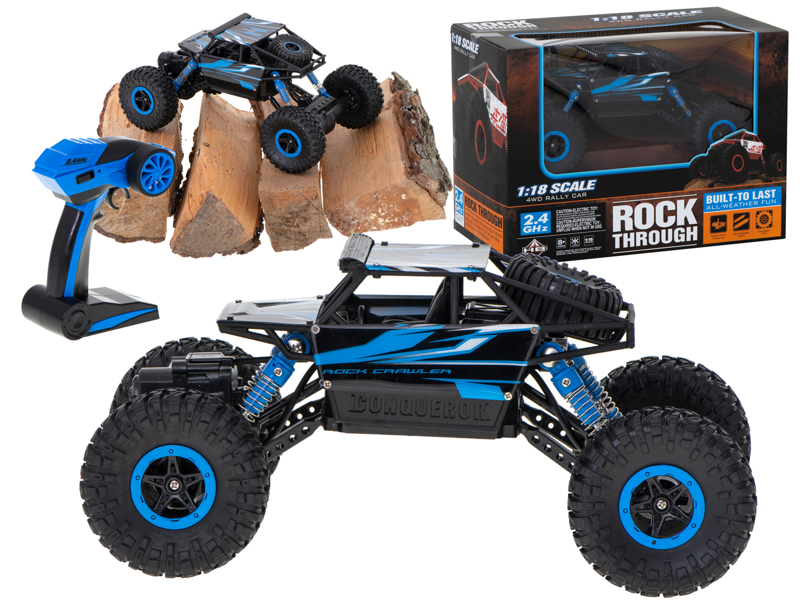 Samochod-RC-Rock-Crawler-HB-2-4GHz-1-18-niebieski-867762 RC auto Rock Crawler HB 2.4GHz 1:18 modré – Obrázok 1