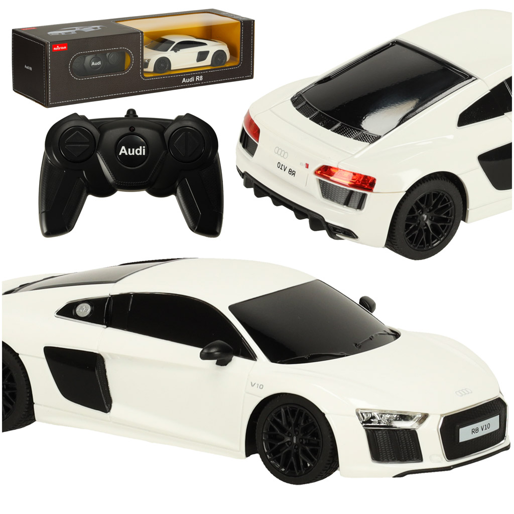 Samochod-zdalnie-sterowany-Rastar-72300-AUDI-R8-2015-1-24-bialy-163184 RC auto 1:24 AUDI R8 2015 biele – Obrázok 1