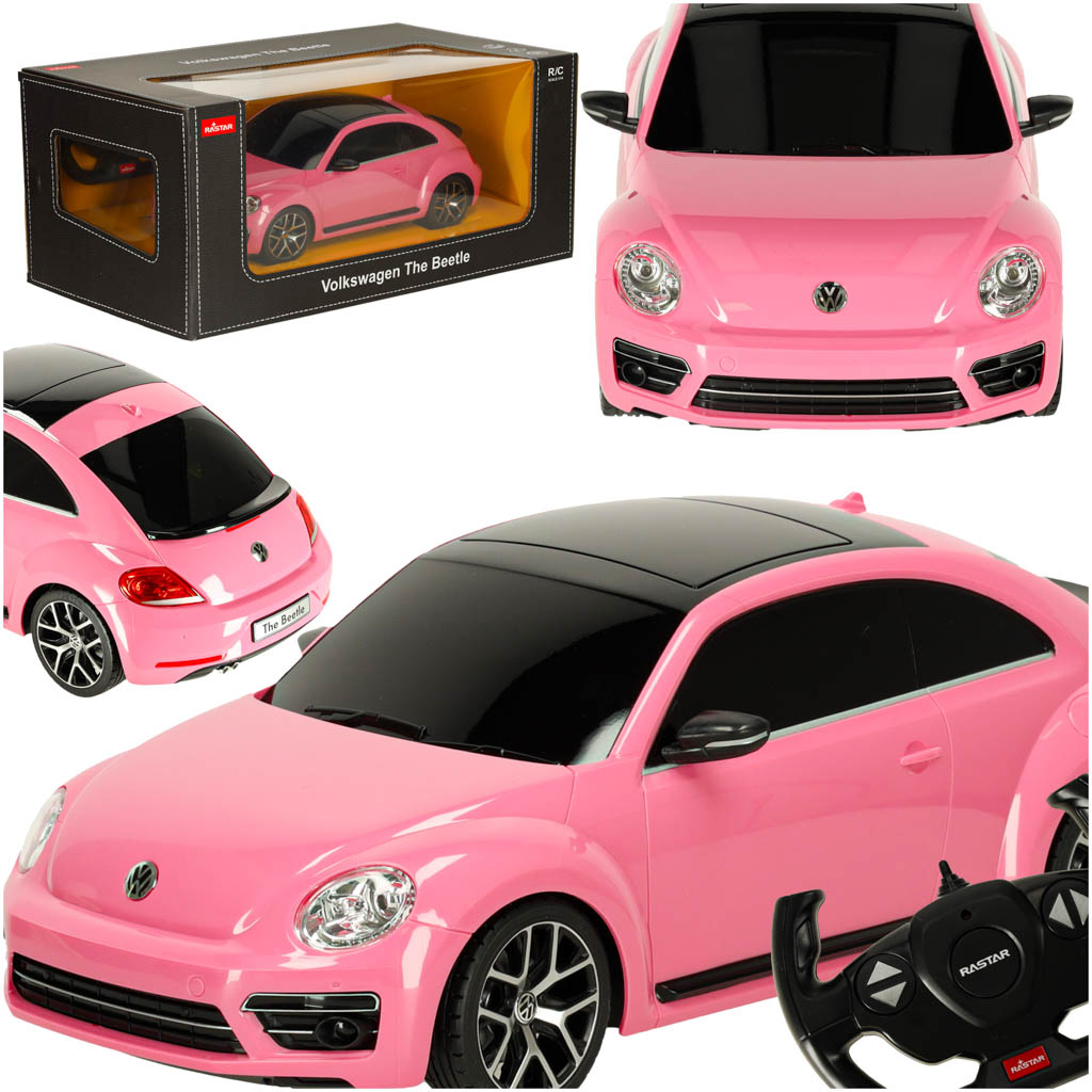 Samochod-zdalnie-sterowany-Rastar-78000-Volkswagen-Beetle-1-14-rozowy-163115 RC auto 1:14 Volkswagen Beetle ružové – Obrázok 1