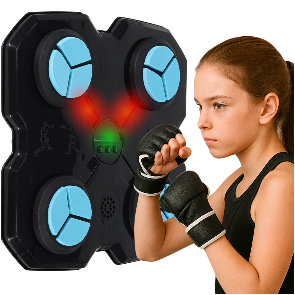 Tarcza-bokserska-treningowa-na-sciane-trenazer-muzyka-LED-USB-rekawice-175386 Boxerský štít nástenný tréner hudba LED USB rukavice – Obrázok 1