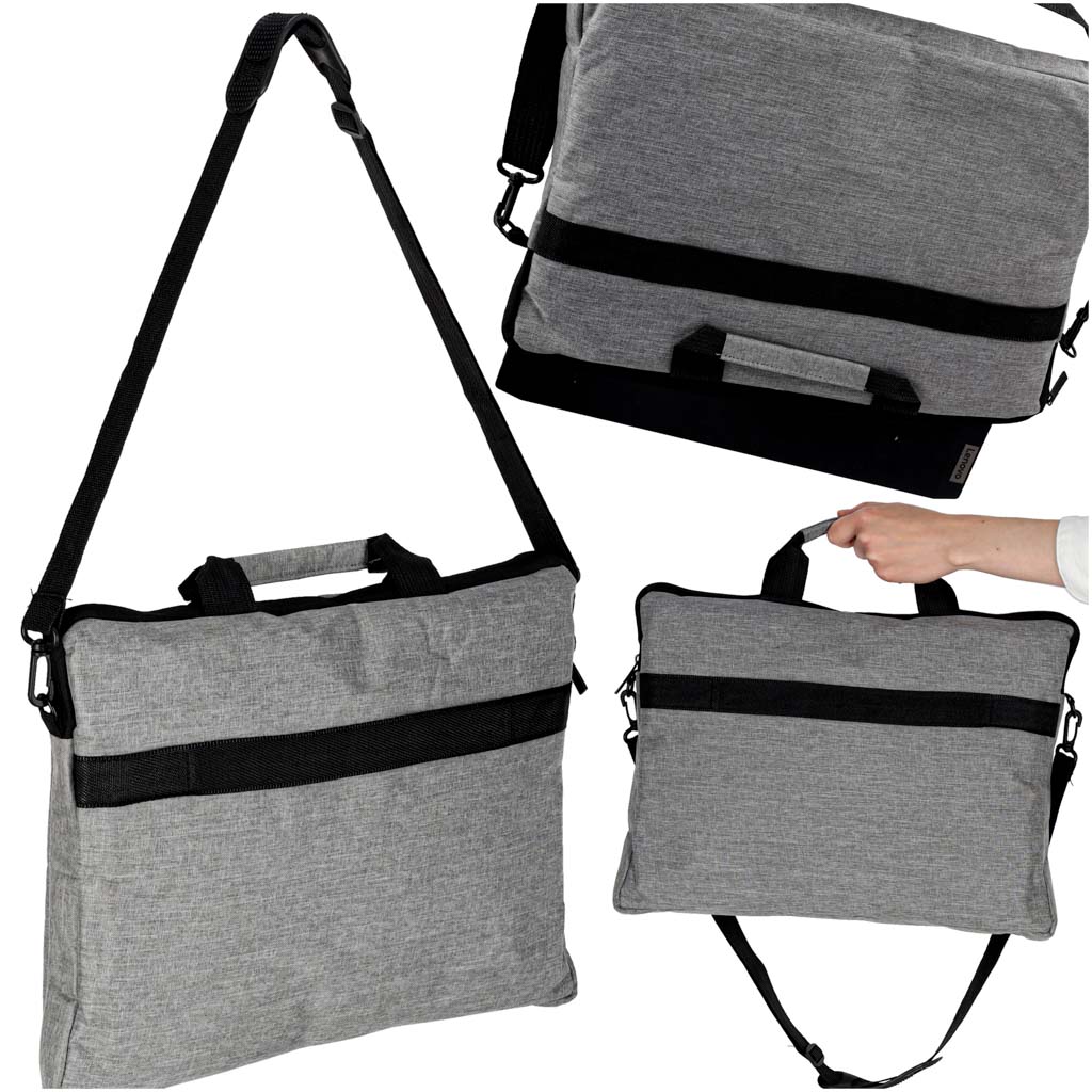 Torba-na-laptopa-15-6-cali-etui-pokrowiec-z-paskiem-teczka-damska-meska-mocna-szara-174713 Taška na notebook 15,6 palca puzdro s popruhom aktovka dámska pánska silná sivá – Obrázok 1