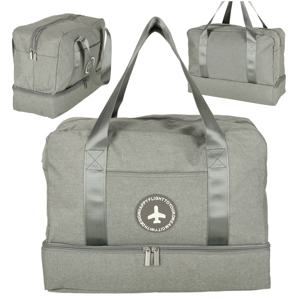 Torba-podrozna-bagaz-podreczny-39-x-18-x-30-cm-szara-162359 Cestovná taška do ruky 39 x 18 x 30 cm sivá – Obrázok 1