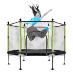 Detská záhradná trampolínová sieť 140 cm zelená – Obrázok 3