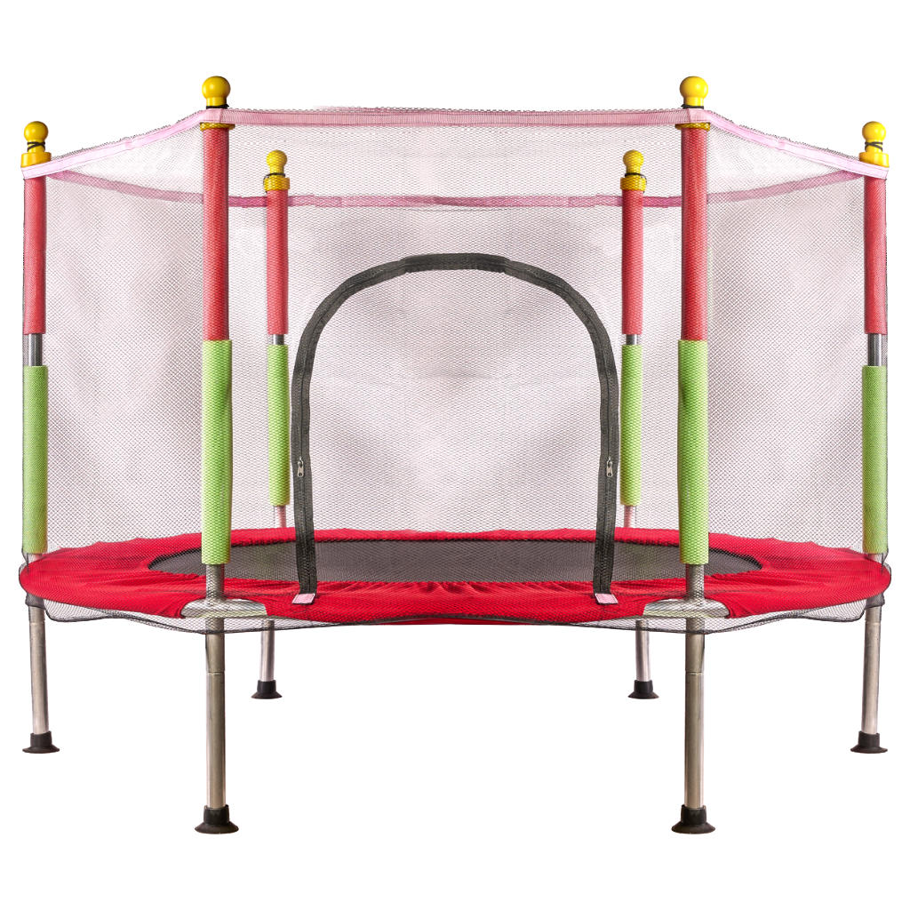KX4728 Trampolina ogrodowa dla dzieci siatka 140x116cm 1-2 Detská záhradná trampolína 140 cm červená – Obrázok 1