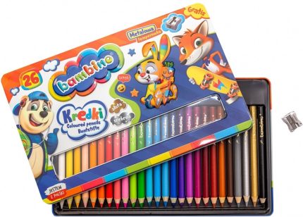 BAMBINO Pastelky drevený rám kovová krabička