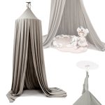 Baldachýn záclona tipi stan visí šedá – Obrázok 4
