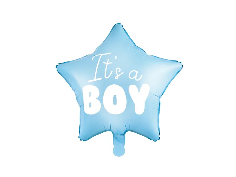 Balon-foliowy-It-s-a-boy-na-baby-shower-gwiazda-niebieska-48cm-132385 "Je to chlapec" fóliový balónik na detskú oslavu hviezda modrá 48cm – Obrázok 1