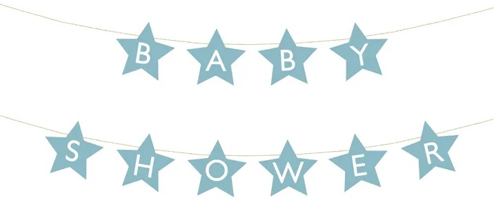 Baner-napis-na-baby-shower-gwiazdki-jasnoniebieskie-290cm-x-16-5cm-132303 Banner znamenie pre detskú sprchu hviezdy svetlo modrá 290cm x 16,5cm – Obrázok 1