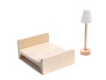 MDF drevený domček pre bábiky + nábytok 78cm čierny LED – Obrázok 6