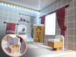 MDF drevený domček pre bábiky + nábytok 78cm čierny LED – Obrázok 7