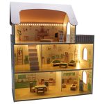LULILO Peonio drevený domček pre bábiky 70cm LED ružový – Obrázok 6
