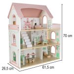 LULILO Peonio drevený domček pre bábiky 70cm LED ružový – Obrázok 17