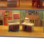 MDF drevený domček pre bábiky + nábytok 70cm ružový LED – Obrázok 16