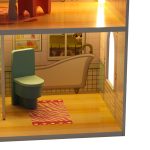 MDF drevený domček pre bábiky + nábytok 70cm ružový LED – Obrázok 17