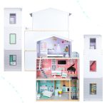 Drevený domček pre bábiky + nábytok pastel 117cm – Obrázok 4