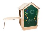Drevený detský domček s tabuľou a stolom – Obrázok 3
