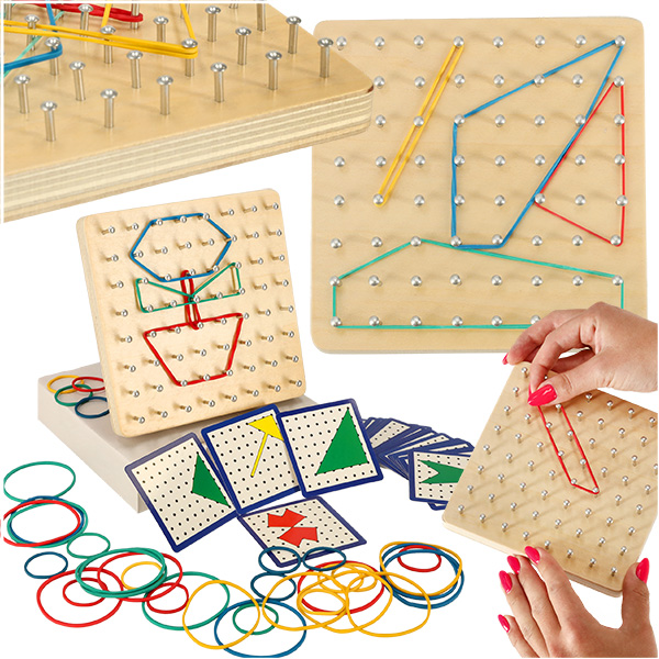 Geoboard-geoplan-drewniana-ukladanka-tworzenie-ksztaltow-z-gumek-137226 Geoboard geoplan drevené puzzle vytváranie tvarov pomocou gumičiek – Obrázok 1