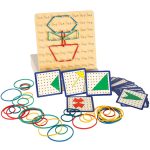 Geoboard geoplan drevené puzzle vytváranie tvarov pomocou gumičiek – Obrázok 2
