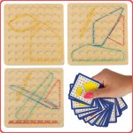 Geoboard geoplan drevené puzzle vytváranie tvarov pomocou gumičiek – Obrázok 8