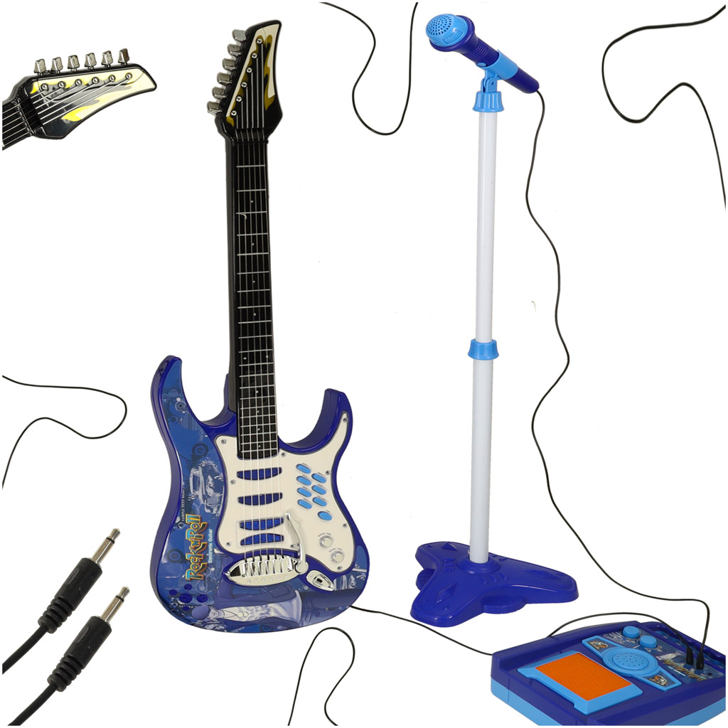 Gitara-elektryczna-rockowa-z-glosnikiem-mikrofonem-dla-dzieci-niebieska-165903 Gitara elektryczna rockowa ze wzmacniaczem mikrofonem dla dzieci niebieska – Obrázok 1