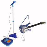 Gitara elektryczna rockowa ze wzmacniaczem mikrofonem dla dzieci niebieska – Obrázok 10