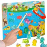 Montessori drevená hra na rybolov s včelím magnetom