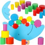 Drevená hra na vyvažovanie mesiaca montessori
