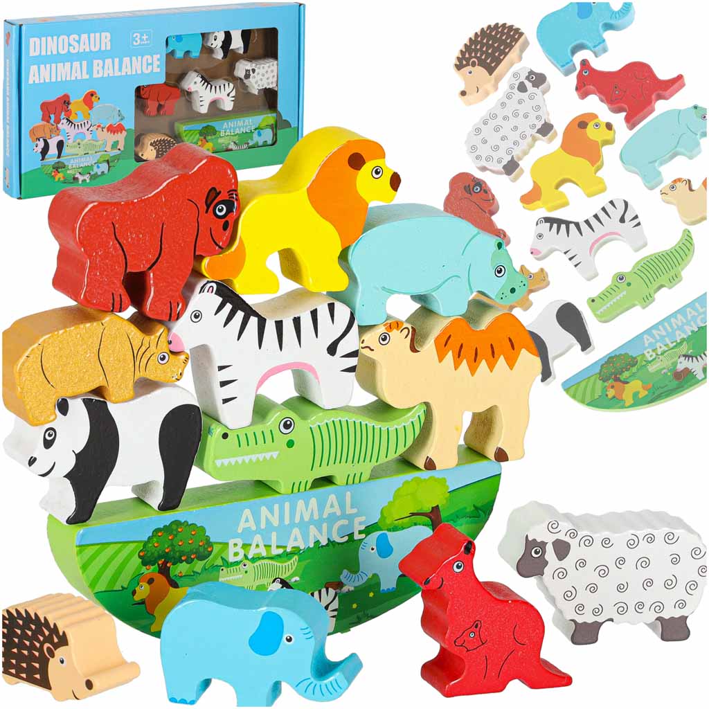 Gra-zrecznosciowa-montessori-ukladanka-balansujaca-klocki-zwierzatka-drewniane-176807 Skladačková hra vyvažujúca safari zvieratá – Obrázok 1