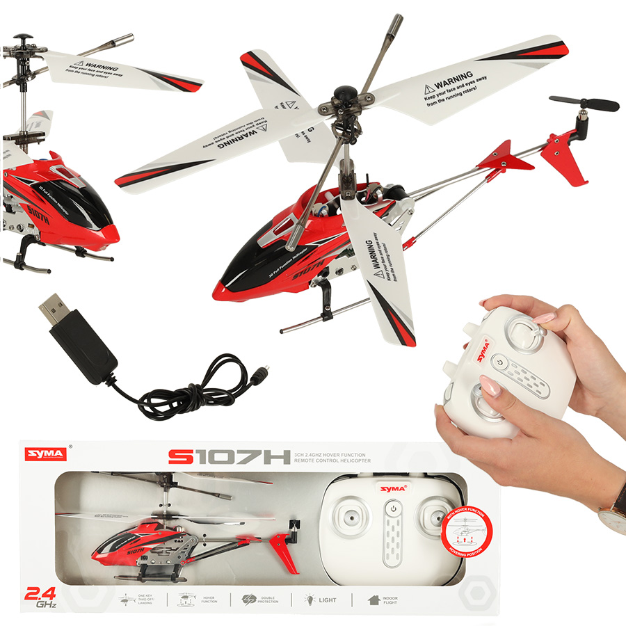 Helikopter-RC-SYMA-S107H-2-4GHz-RTF-czerwony-136803 SYMA S107H RC vrtuľník 2,4 GHz RTF červený – Obrázok 1