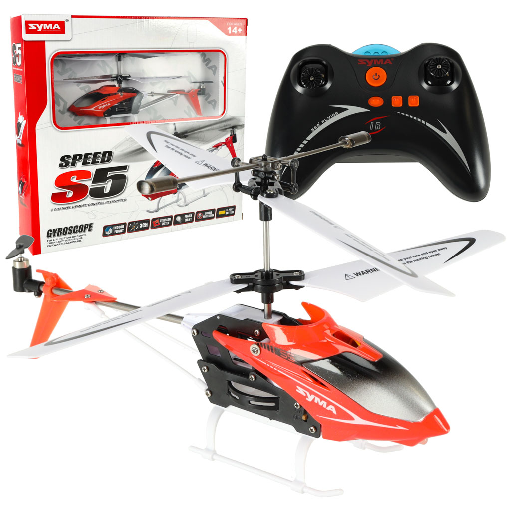 Helikopter-zdalnie-sterowany-na-pilota-RC-SYMA-S5-3CH-czerwony-146399 SYMA S5 RC vrtuľník 3CH červený – Obrázok 1